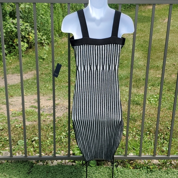 NWT RACHEL Rachel Roy Black & White Striped Dress - Picture 5 of 11